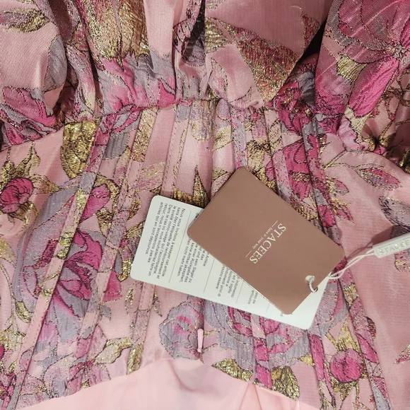 Elegant Pink Floral Strapless Dress - Picture 10 of 13